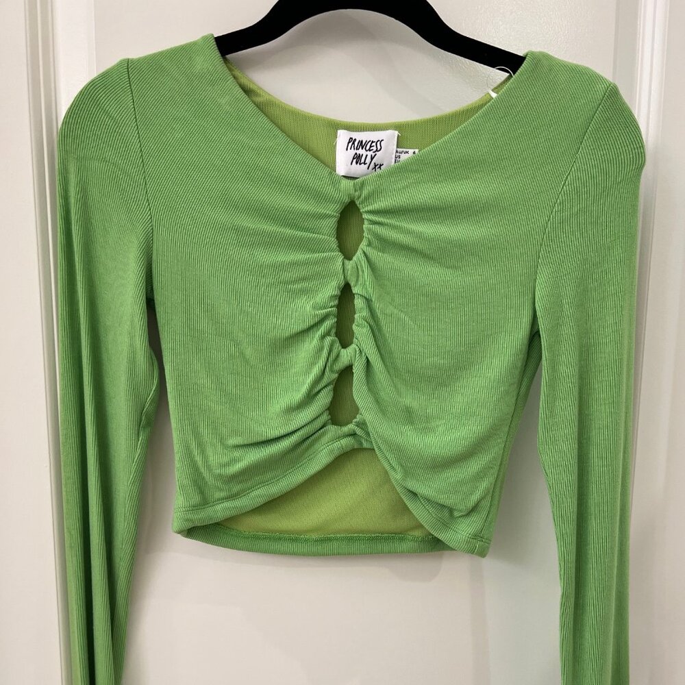 Princess Polly Green Camberley Long Sleeve Crop
